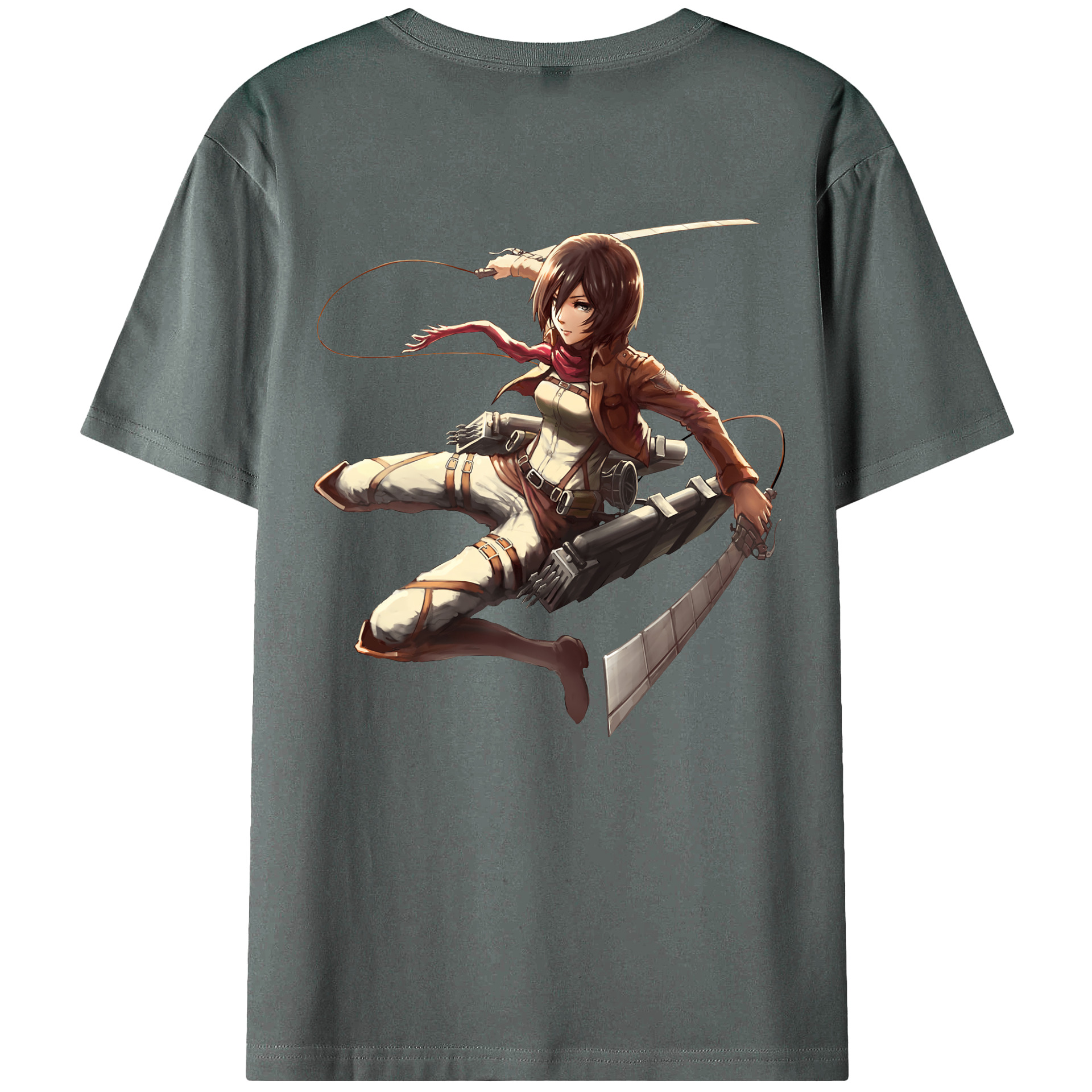 （画像用） 進撃の巨人 ミカサ·アッカーマン Attack on Titan Mikasa Ackerman 綿100％ メンズ半袖Tシャツ（バックプリント） 通気性
